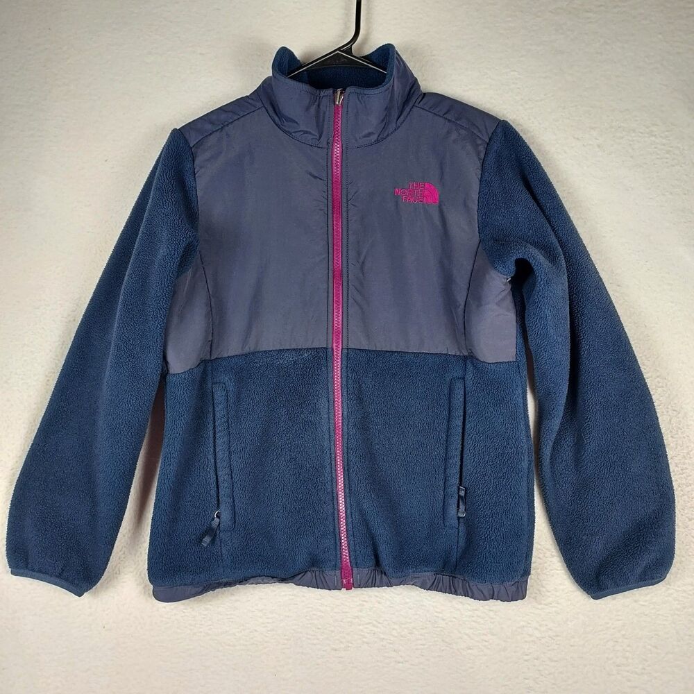 The North Face Girls Denali Fleece Jacket Size L 14/16 Blue Pink Zip